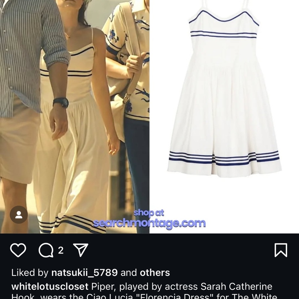 Ciao Lucia White and Blue Spaghetti Strap Sundress